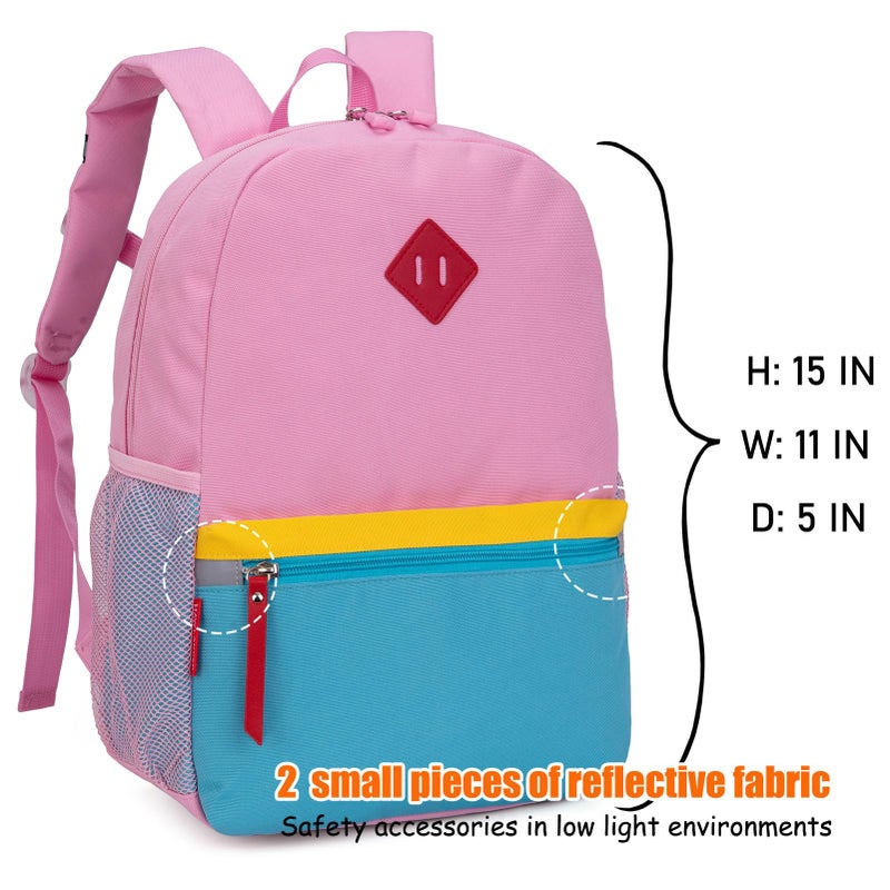 HawLander Little Kids Backpack for Boys or Girls, Toddler School Bag Fits 3 to 6 years old, Pink Blue, 15 Inch - Image 2